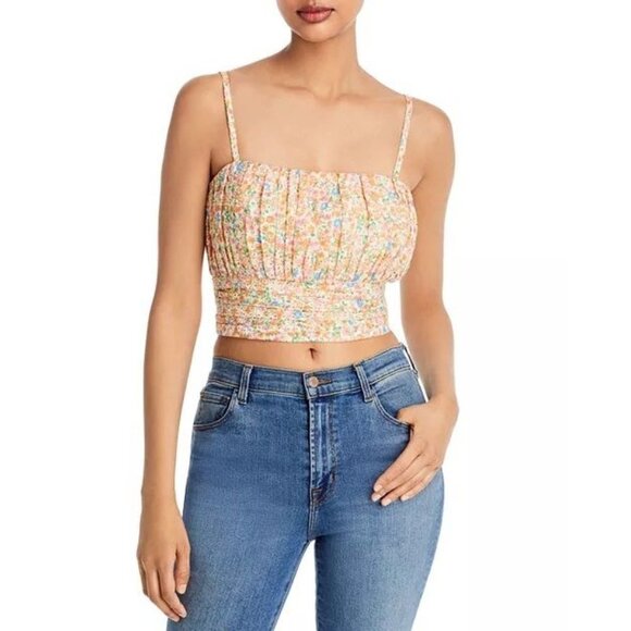 Aqua Printed Cotton Eyelet Cropped Top Orange Size S‎ - Picture 1 of 6
